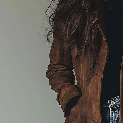 Éloure Brown Suede Longline Coat