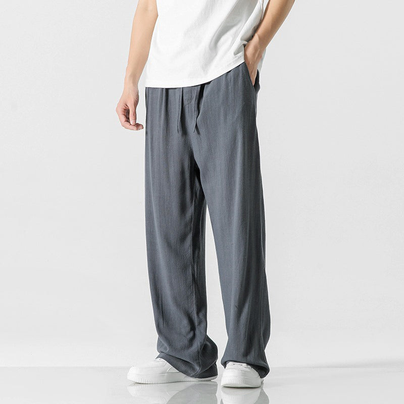 Enzo - Men’s Linen-Blend Relaxed Drawstring Pants