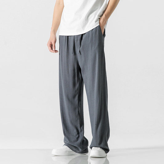 Enzo - Men’s Linen-Blend Relaxed Drawstring Pants