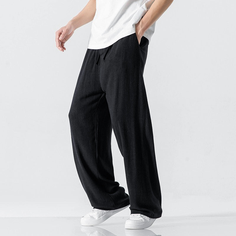 Enzo - Men’s Linen-Blend Relaxed Drawstring Pants