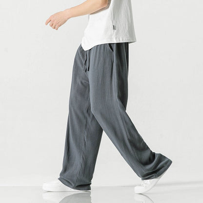 Enzo - Men’s Linen-Blend Relaxed Drawstring Pants