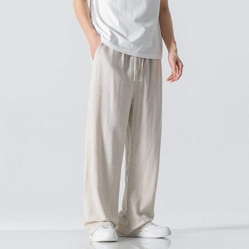 Enzo - Men’s Linen-Blend Relaxed Drawstring Pants