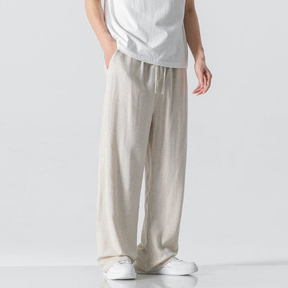 Enzo - Men’s Linen-Blend Relaxed Drawstring Pants