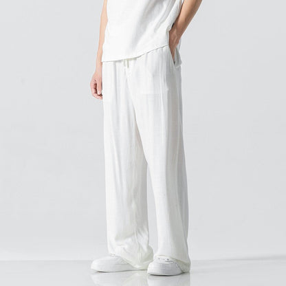 Enzo - Men’s Linen-Blend Relaxed Drawstring Pants