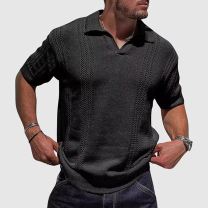 Ethan - Men's Textured Knit Polo Shirt