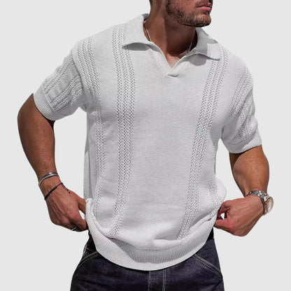 Ethan - Men's Textured Knit Polo Shirt