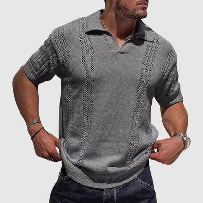 Ethan - Men's Textured Knit Polo Shirt