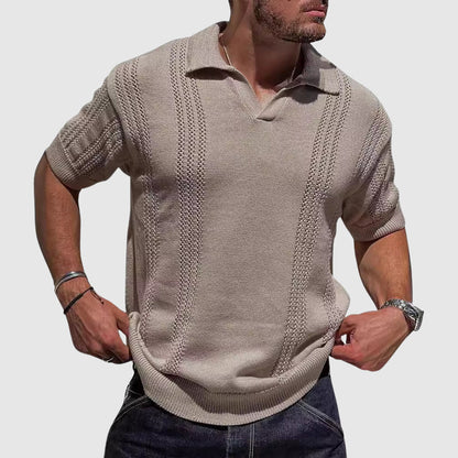 Ethan - Men's Textured Knit Polo Shirt