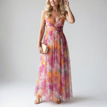 Everly - Women's Soft Mesh Watercolor Maxi Dress