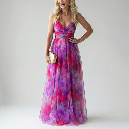Everly - Women's Soft Mesh Watercolor Maxi Dress