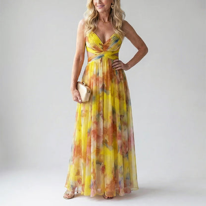 Everly - Women's Soft Mesh Watercolor Maxi Dress