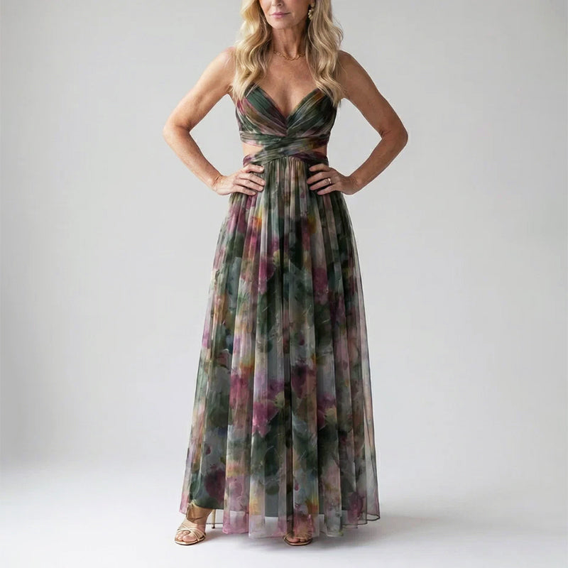 Everly - Women's Soft Mesh Watercolor Maxi Dress