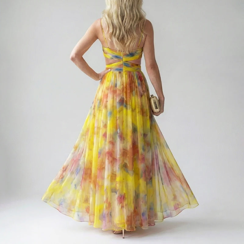 Everly - Women's Soft Mesh Watercolor Maxi Dress