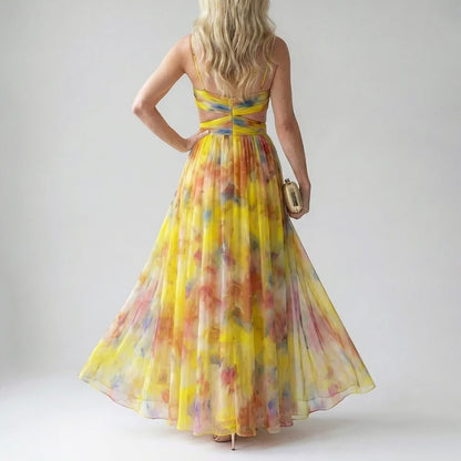 Everly - Women's Soft Mesh Watercolor Maxi Dress