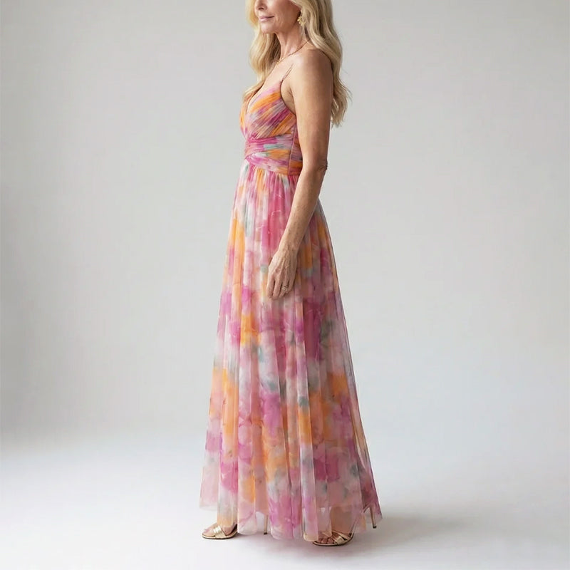 Everly - Women's Soft Mesh Watercolor Maxi Dress