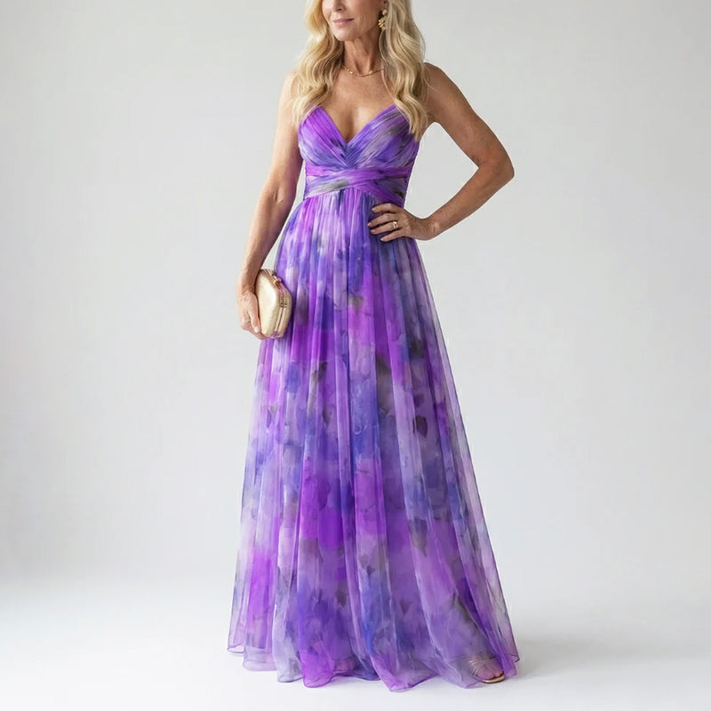 Everly - Women's Soft Mesh Watercolor Maxi Dress