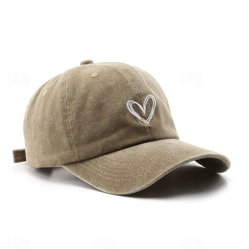 Everyday Denim Cap with Heart Embroidery