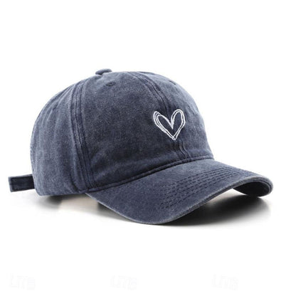 Everyday Denim Cap with Heart Embroidery
