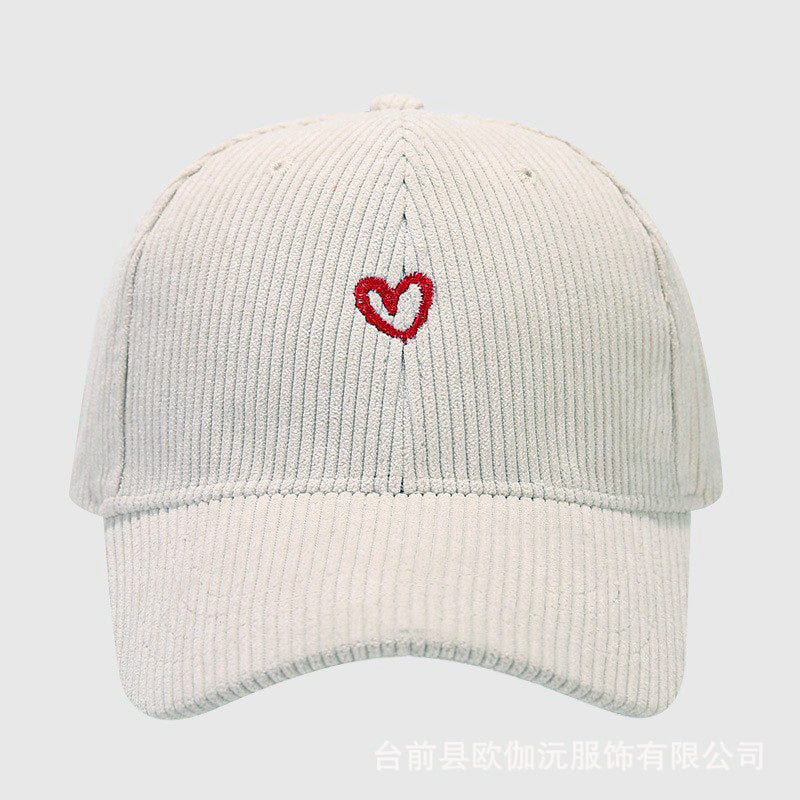 Everyday Corduroy Cap with Embroidered Heart