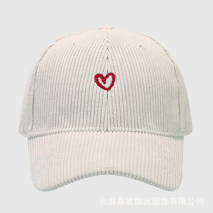 Everyday Corduroy Cap with Embroidered Heart