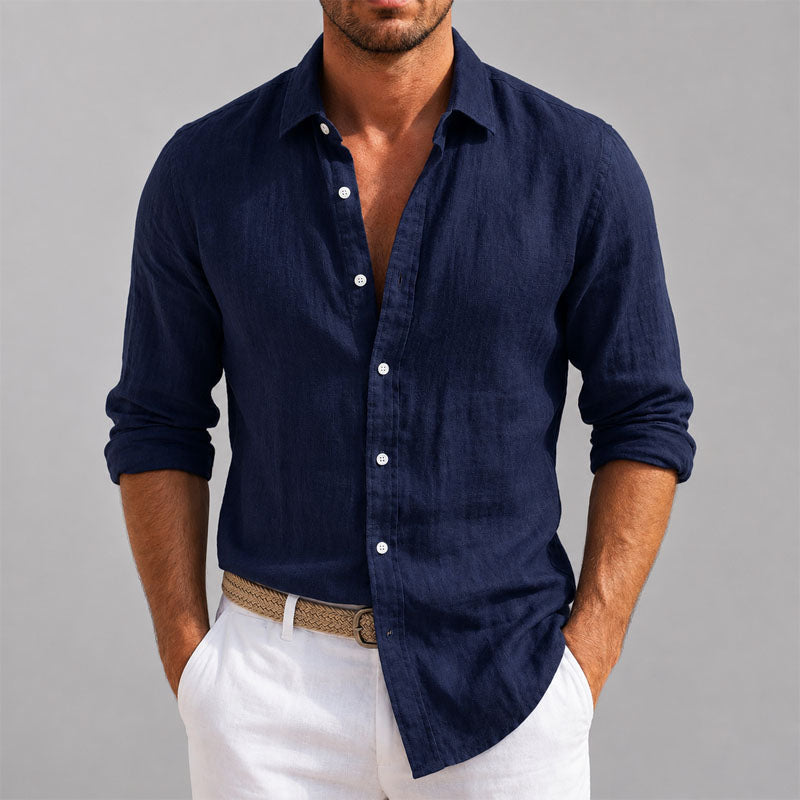 Francis - Men's Lightweight Linen Look Button-Up Shirt