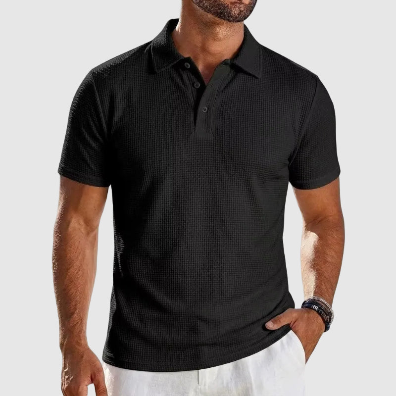 Frank - Men’s Textured Short Sleeve Polo Shirt