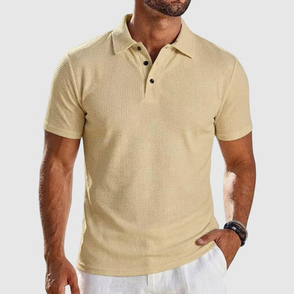 Frank - Men’s Textured Short Sleeve Polo Shirt