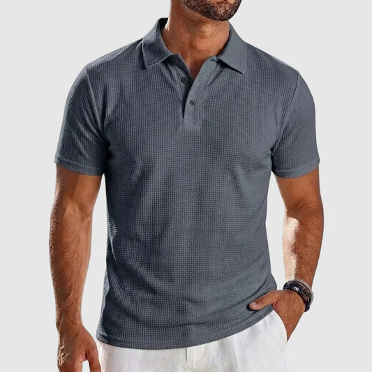 Frank - Men’s Textured Short Sleeve Polo Shirt