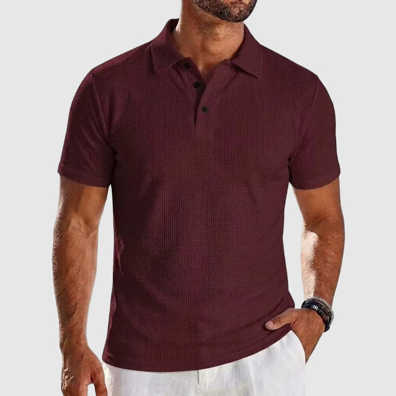 Frank - Men’s Textured Short Sleeve Polo Shirt