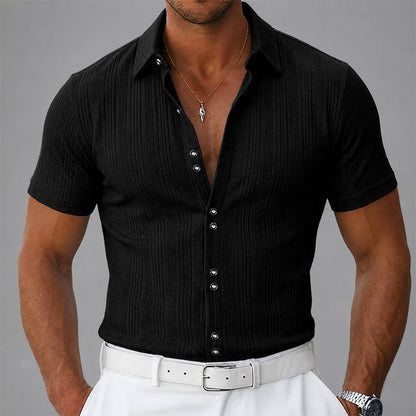Franklin - Men's Ribbed Short Sleeve Button Shirt