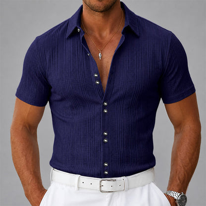 Franklin - Men's Ribbed Short Sleeve Button Shirt