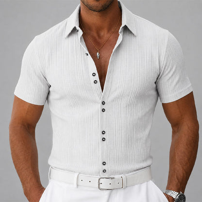 Franklin - Men's Ribbed Short Sleeve Button Shirt