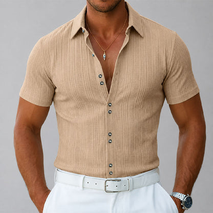 Franklin - Men's Ribbed Short Sleeve Button Shirt