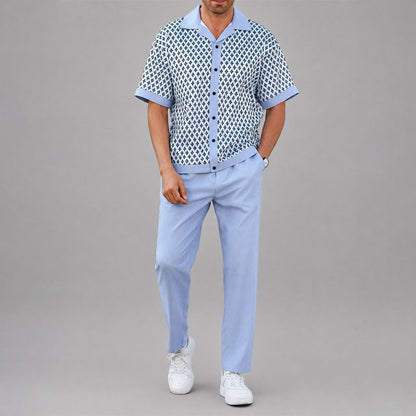 Fred - Men's Geometric Print Shirt & Drawstring Pants Set