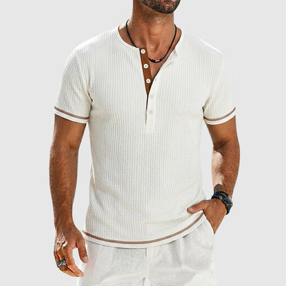 Frederick - Men’s Ribbed Short Sleeve Henley T-Shirt