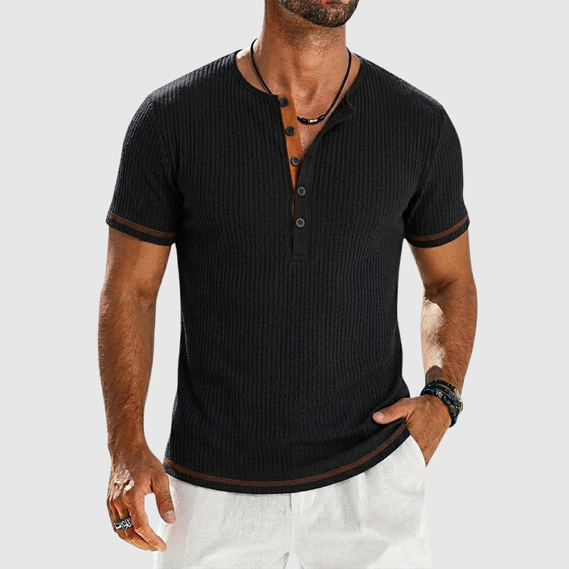 Frederick - Men’s Ribbed Short Sleeve Henley T-Shirt
