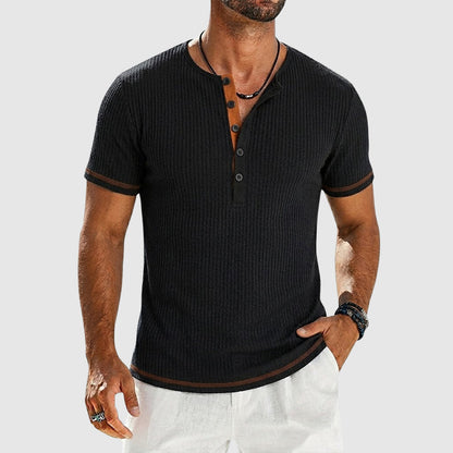 Frederick - Men’s Ribbed Short Sleeve Henley T-Shirt