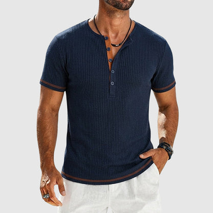 Frederick - Men’s Ribbed Short Sleeve Henley T-Shirt