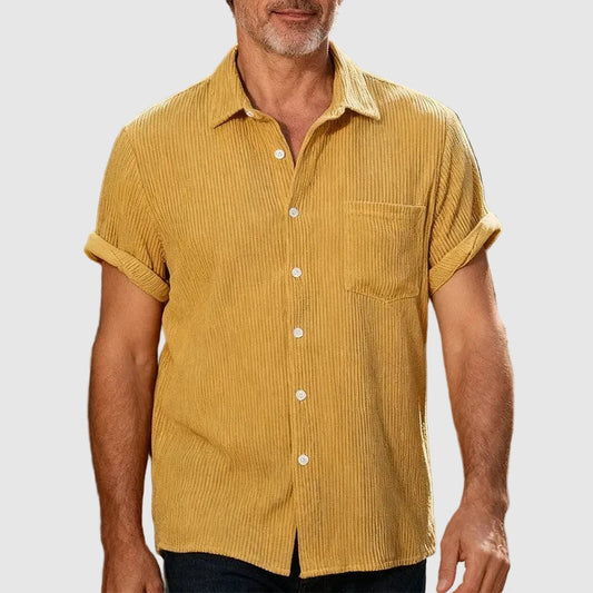 Garrett - Men's Textured Button Down Short Sleeve Shirt