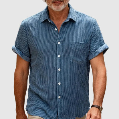 Garrett - Men's Textured Button Down Short Sleeve Shirt