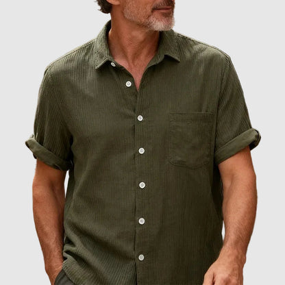Garrett - Men's Textured Button Down Short Sleeve Shirt