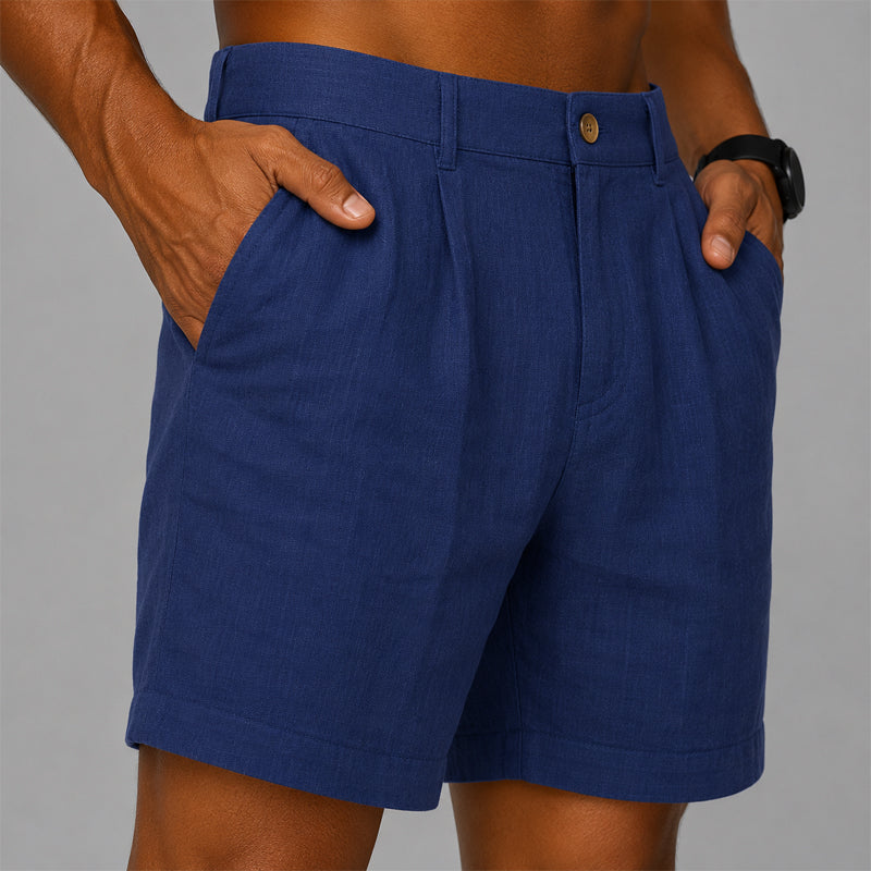 Garrett - Men's Textured Pleated Casual Shorts