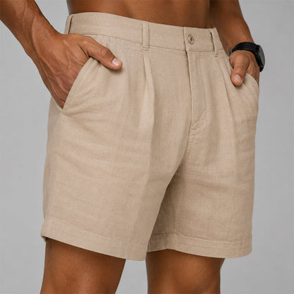 Garrett - Men's Textured Pleated Casual Shorts