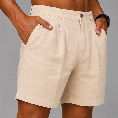 Garrett - Men's Textured Pleated Casual Shorts