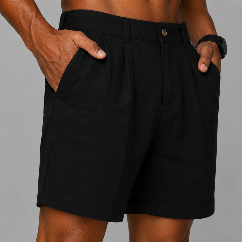 Garrett - Men's Textured Pleated Casual Shorts