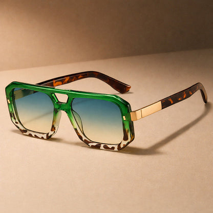 Geometric Frame Sunglasses with Double Bridge
