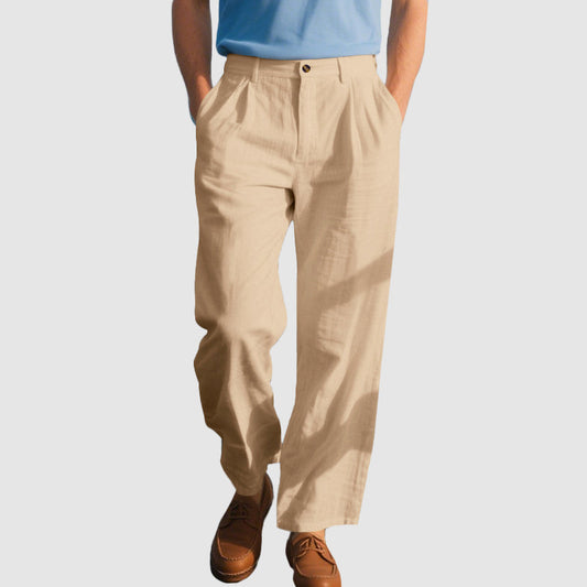 Grant - Men's Relaxed Fit Linen Pleated Pants
