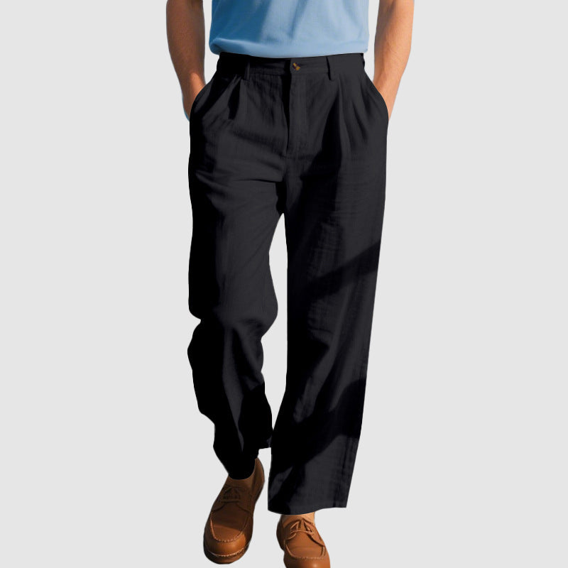 Grant - Men's Relaxed Fit Linen Pleated Pants