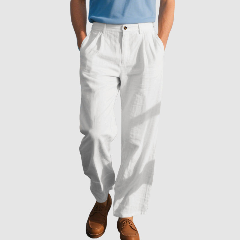 Grant - Men's Relaxed Fit Linen Pleated Pants