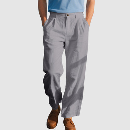 Grant - Men's Relaxed Fit Linen Pleated Pants